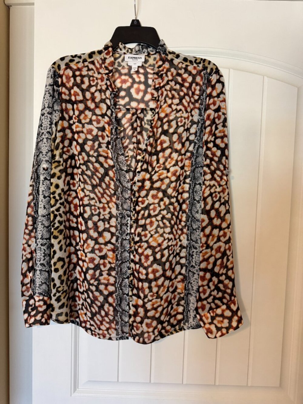 Express Sheer Button Down Blouse - Picture 2 of 3